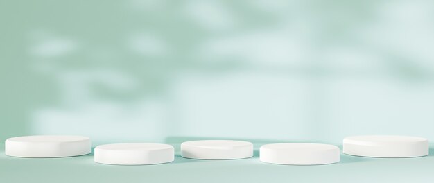 Representación 3D de fondo de producto en blanco para decoraciones de cosméticos de moda y crema de fondo. Fondo de podio en blanco moderno para producto de lujo.