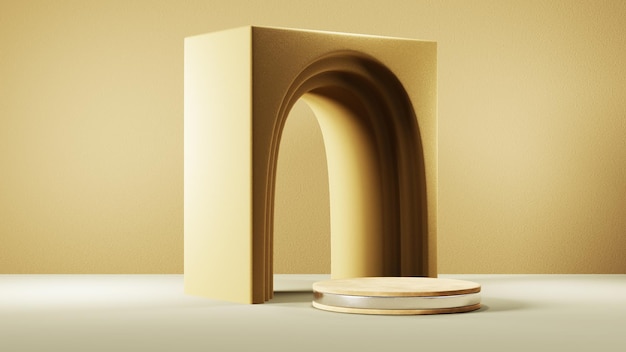 Representación 3D de fondo de producto en blanco para decoraciones de cosméticos de moda y crema de fondo. Fondo de podio en blanco moderno para producto de lujo.