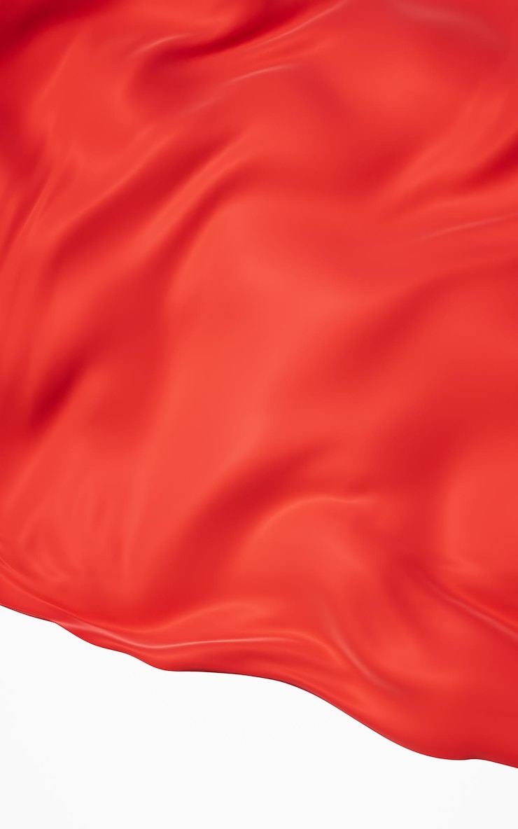 Foto representación 3d de fondo de tela roja que fluye