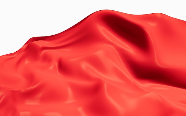Representación 3d de fondo de tela roja que fluye