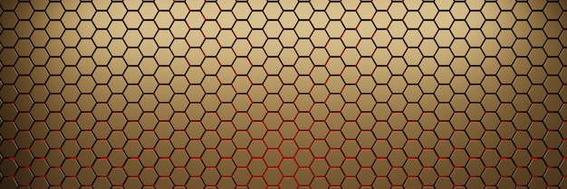 Foto representación 3d de fondo de textura hexagonal de oro futurista
