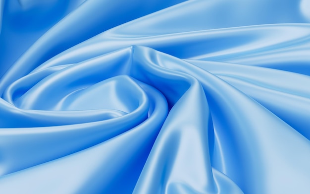 Representación 3d del fondo de textura de seda de tela azul abstracto