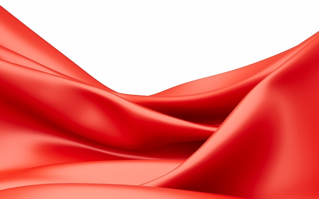 Representación 3d del fondo de textura de seda de tela roja abstracta