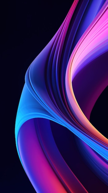 Representación 3D de forma abstracta brillando en el espectro ultravioleta con líneas de neón curvas sobre un fondo colorido Concepto de energía futurista Perfecto para su uso en publicidad, marketing y diseño