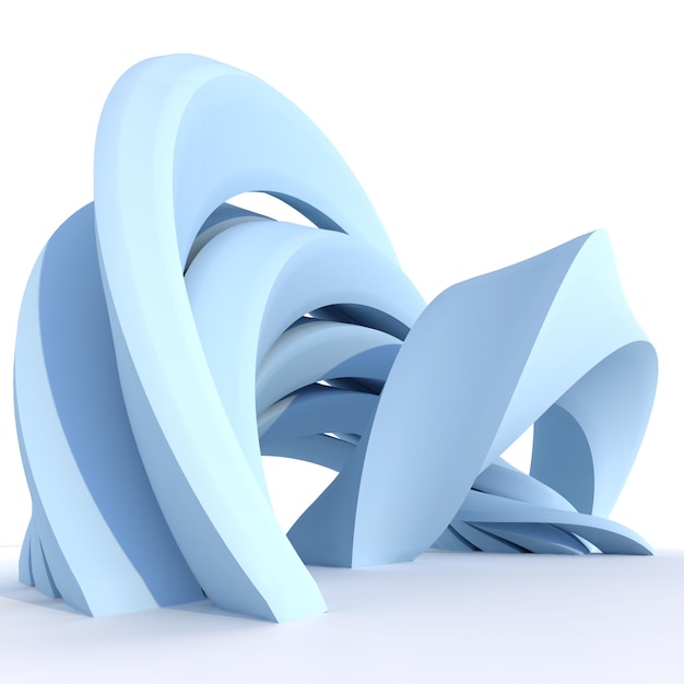 Representación 3D de una forma curva azul abstracta