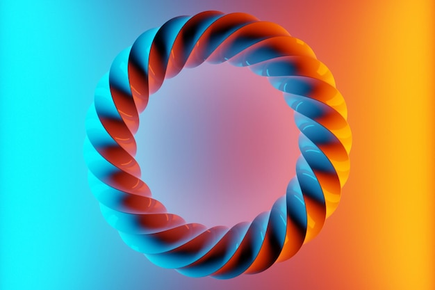 Representación 3D fractal redondo, portal sobre fondo aislado de neón
