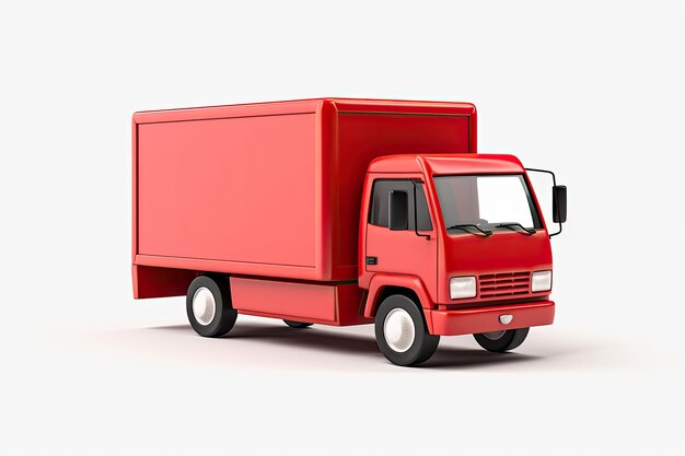 Representación 3D de una furgoneta de caja de entrega roja para servicios modernos