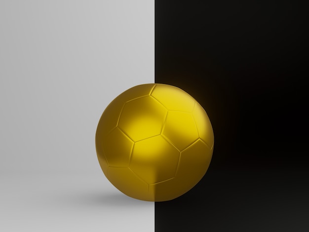 Representación 3D. fútbol dorado