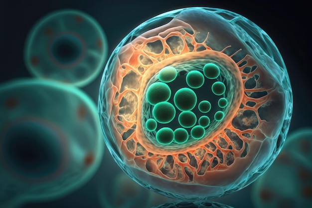 Representación 3d de la generación de IA de células madre embrionarias o células humanas