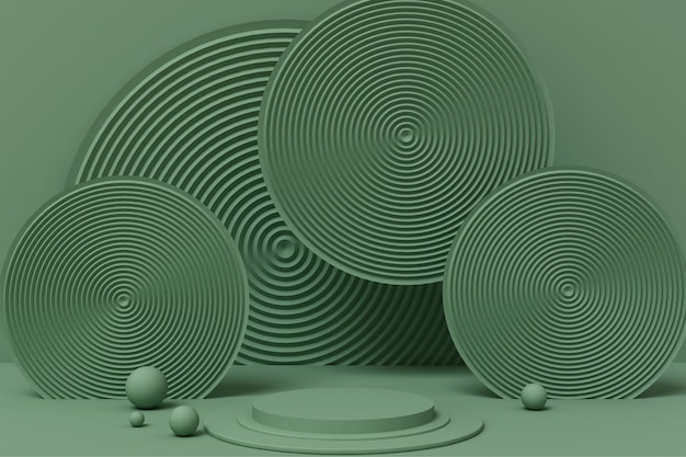 Representación 3D de geometría abstracta pedestal de color verde