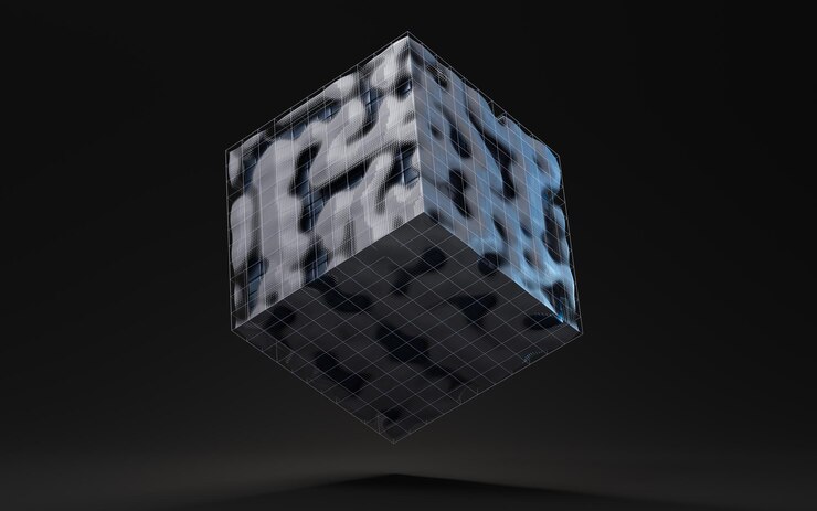 Foto representación 3d de geometría de cubo de forma de cubo abstracto