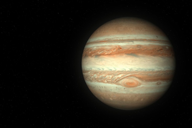Representación 3D del gigante gaseoso Júpiter, el quinto planeta del SunxA