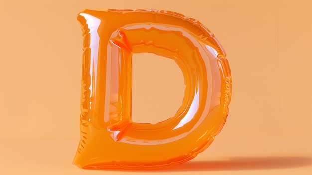 Foto una representación 3d de un globo naranja inflado en forma de la letra d
