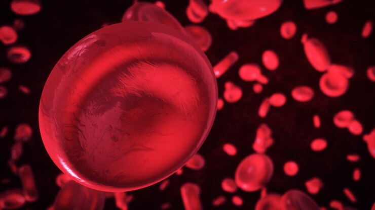 Foto representación 3d de glóbulos rojos en la vena