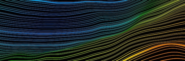 Representación 3D. Gradiente de líneas topográficas. Terreno despojado.