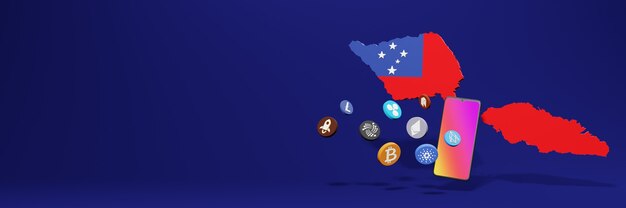 Foto representación 3d gráfico ascendente de 10 criptomonedas blockchain en samoa