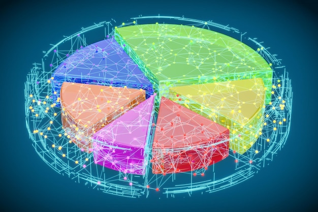 Representación 3D del gráfico circular de colores abstractos