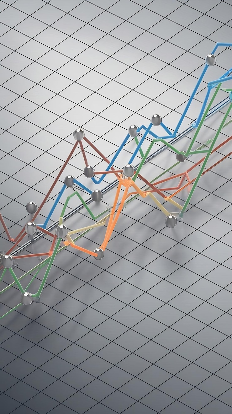 Foto representación 3d de un gráfico lineal
