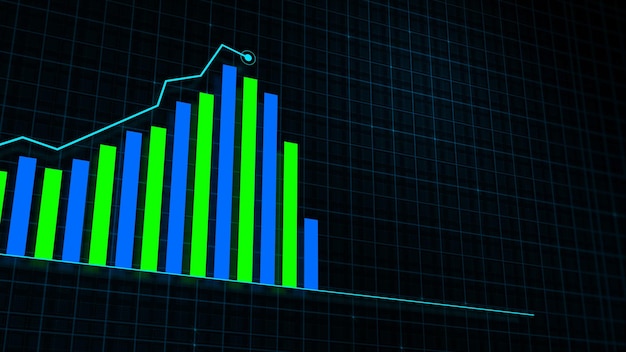 Representación 3D del gráfico de líneas de crecimiento de la tabla de crecimiento de ingresos digitales