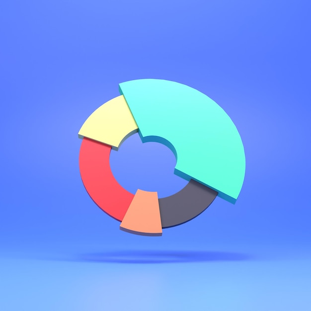 Representación 3d de gráfico o gráfico de barras redondas