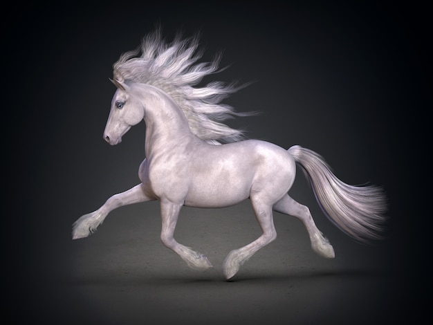 Representación 3d hermoso caballo blanco