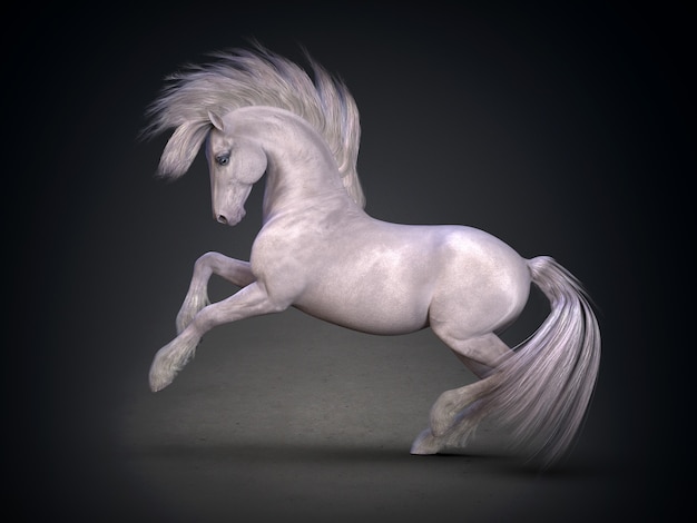 Representación 3d hermoso caballo blanco