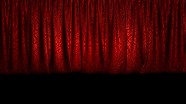 Representación 3D de un hermoso telón de escenario para un escenario de teatro u ópera Tejido muy detallado