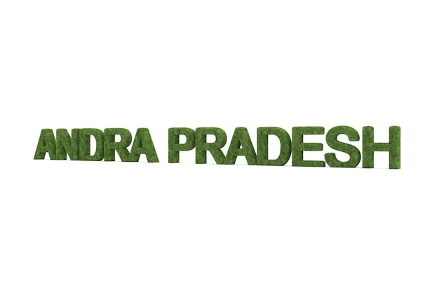 Representación 3D de hierba verde ANDRA PRADESH palabra aislada