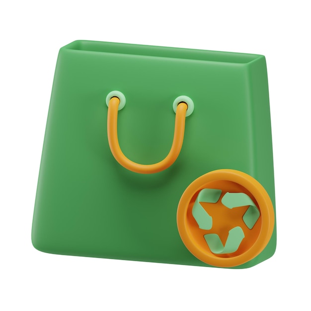 representación en 3D del icono de la bolsa de papel ecológico aislado sobre un fondo blanco