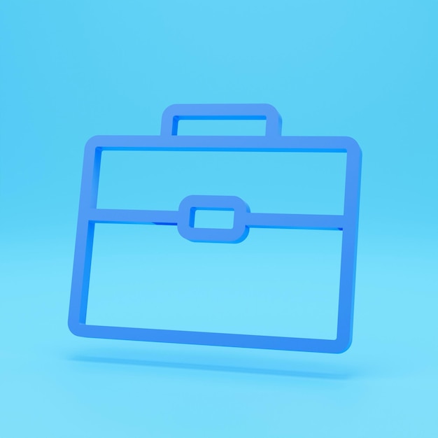 Representación 3d del icono de la cartera aislado sobre fondo de color en estilo plano Símbolo de caso Ilustración 3d de maletín