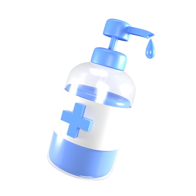 Representación 3d icono hospital médico desinfectante de manos