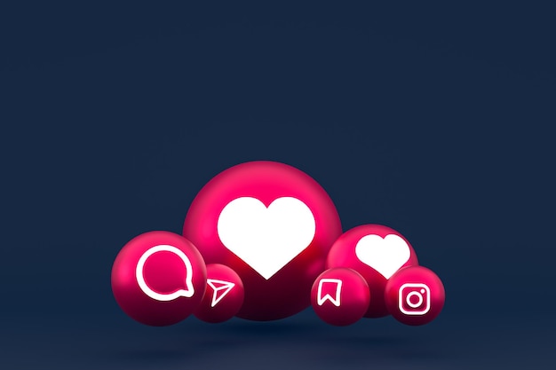 Representación 3d del icono de instagram sobre fondo azul