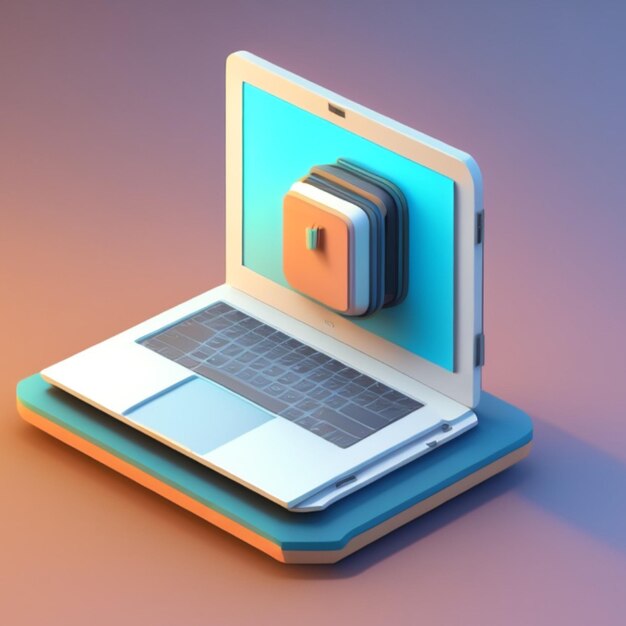 Representación 3d del icono del ordenador portátil 3d