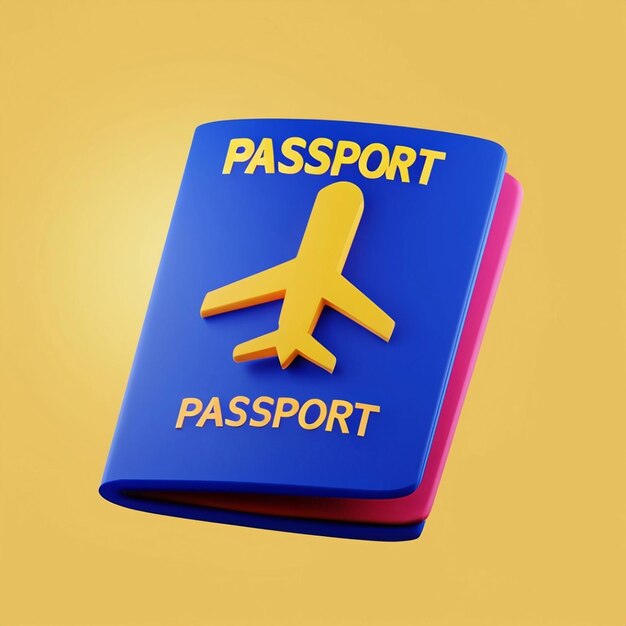 Representación 3D del icono de pasaporte