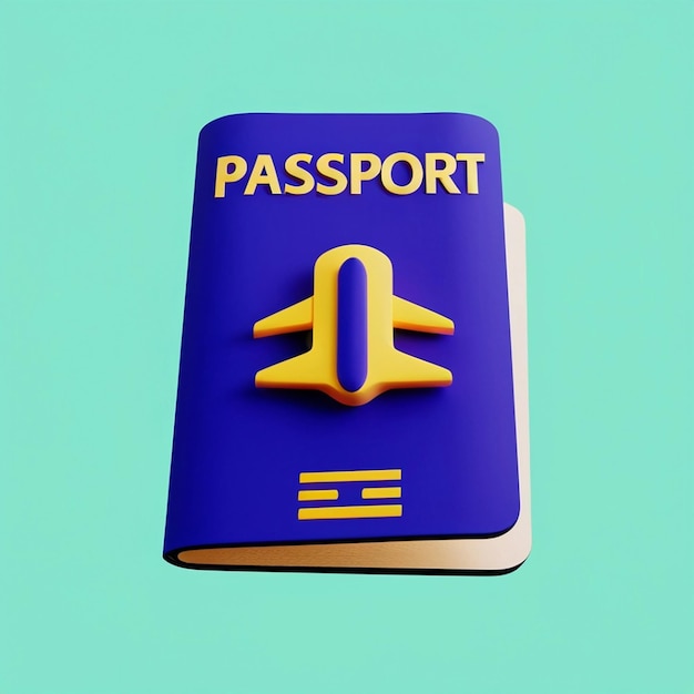 Representación 3D del icono de pasaporte