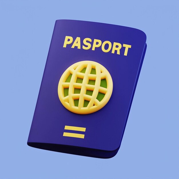 Representación 3D del icono de pasaporte