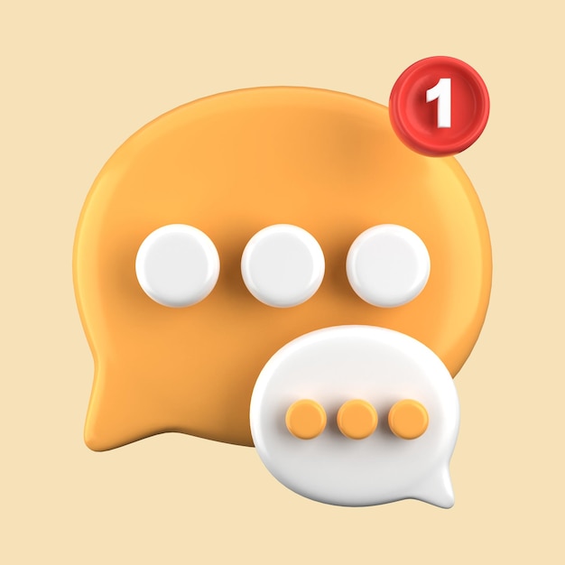 Representación en 3D de los iconos de burbujas de habla Conjunto de iconos de chat en 3D Conjunto del cuadro de burbuja de habla en 3D