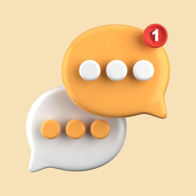 Representación en 3D de los iconos de burbujas de habla Conjunto de iconos de chat en 3D Conjunto del cuadro de burbuja de habla en 3D