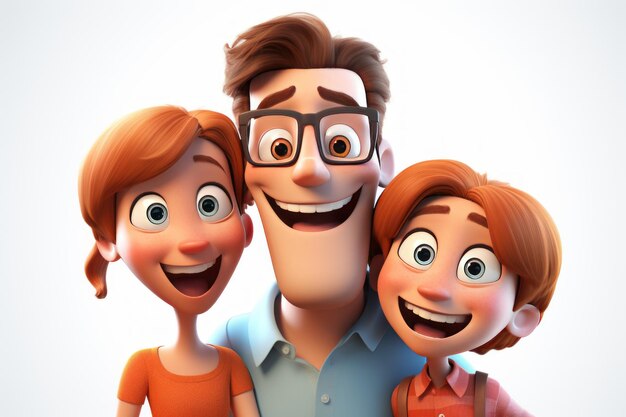 Foto representación 3d de ilustración family3d alegre y alegre