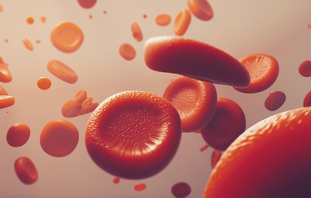 Representación 3D de la imagen del concepto científico, médico o microbiológico de los glóbulos rojos