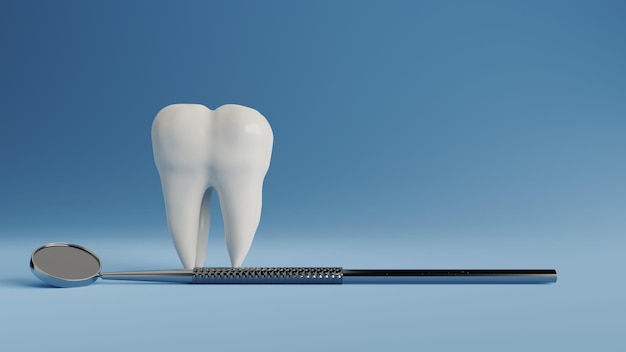 Representación 3d de imagen de concepto de equipo dental y dientes