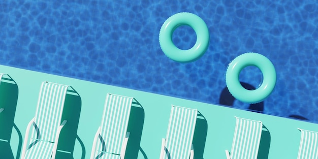 Foto representación 3d de la imagen del concepto de fondo de la piscina de verano