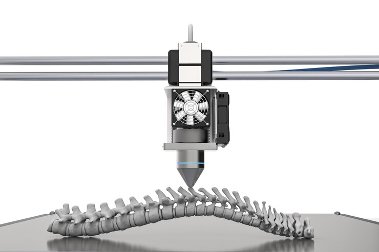 Foto representación 3d impresora 3d imprimir prótesis columna vertebral