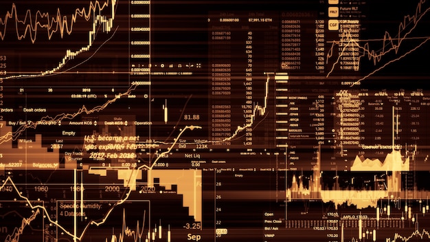 Representación 3D de índices bursátiles en el espacio virtual Recesión del crecimiento económico