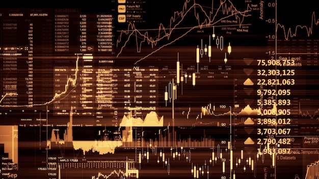 Representación 3D de índices bursátiles en el espacio virtual Recesión del crecimiento económico