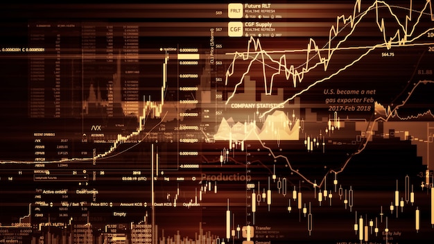 Representación 3D de índices bursátiles en el espacio virtual Recesión del crecimiento económico