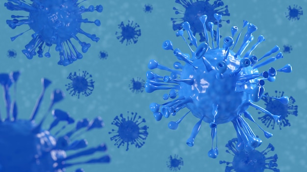 Foto representación 3d infección de virus abstracto que causa enfermedad crónica coronavirus, covid-19, infección celular