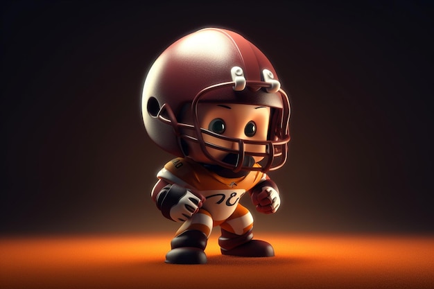 Representación 3D de un jugador de fútbol afroamericano con casco y pelota