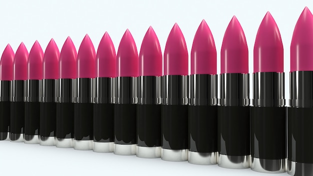 Representación 3d de lápiz labial rosa para cosméticos