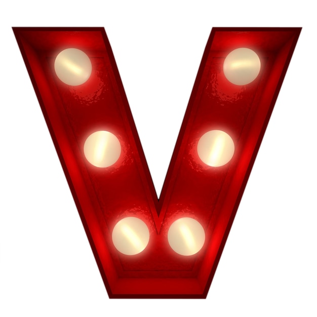 Representación 3D de una letra V brillante ideal para mostrar letreros comerciales